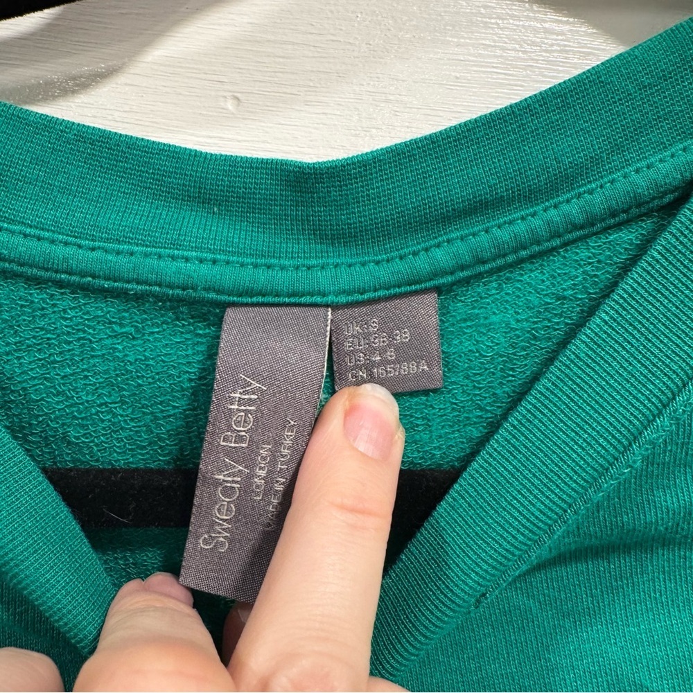 Sweaty Betty After Class Split Sweatshirt Green Small US 6 Activewear Athletic‎ - Picture 6 of 11